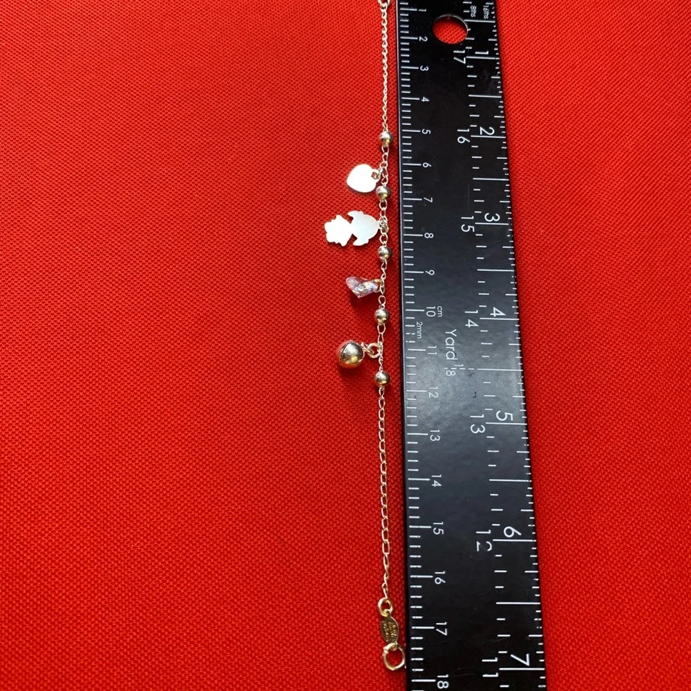 925 sterling silver bracelet with white zircon  and a child's charm for‎ women